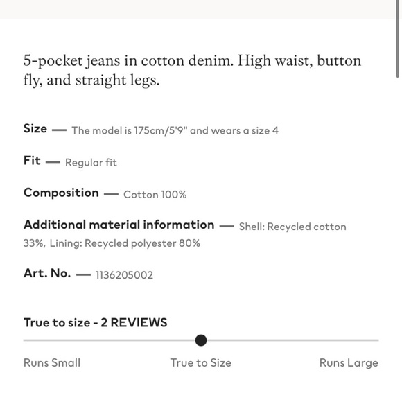 H&M Ladies Straight High waist Jeans Denim Blue Wash - Picture 5 of 10